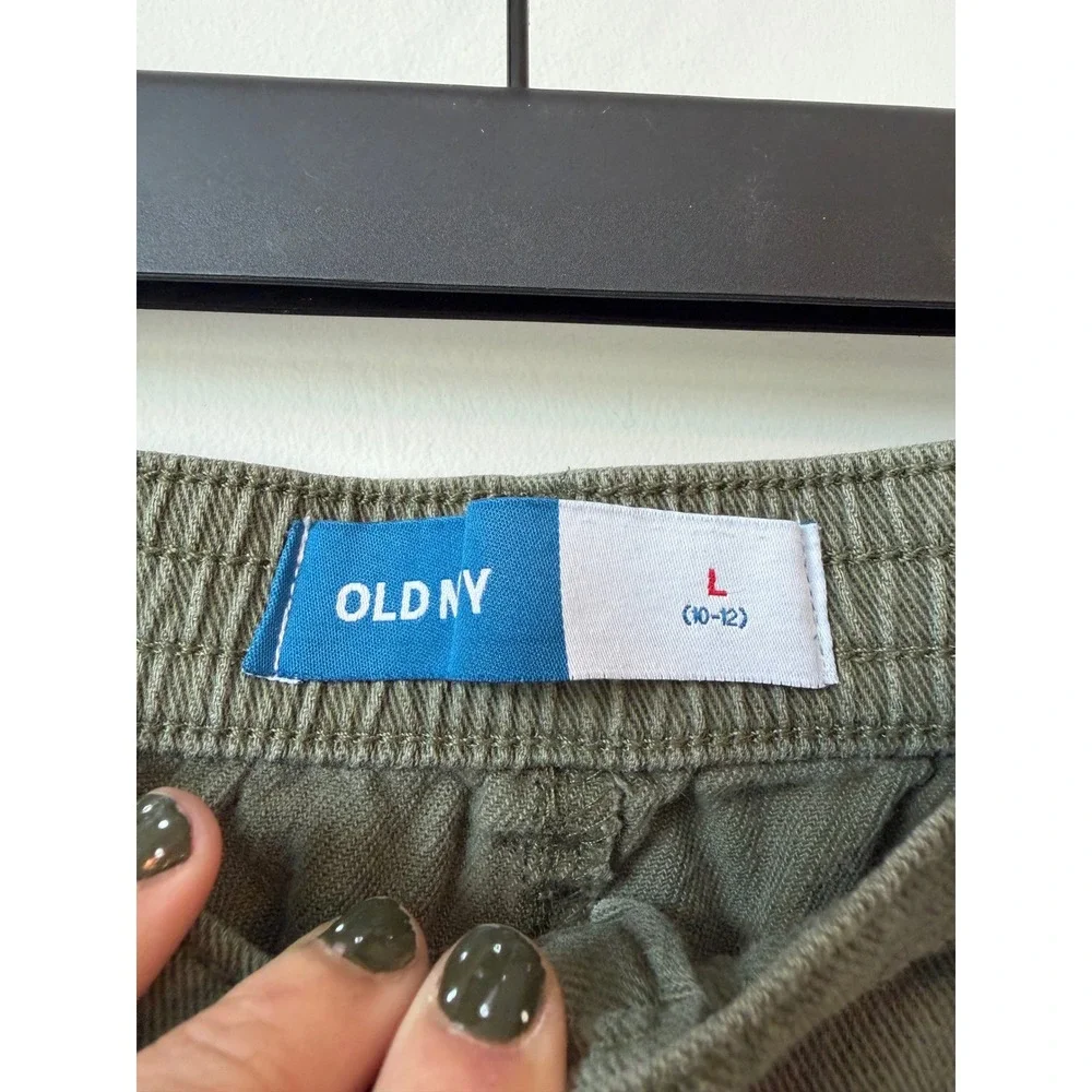 Old Navy Kids Olive Green Cargo Pants Wide Leg Utility Trousers Size L 10-12